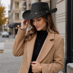 Unisex Western Genuine Leather Cowboy Hat | Wide Brim, Vintage Band | Durable Australian Outback Hat