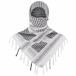 Tactical keffiyeh shemagh scarf made from 100% cotton with traditional pattern and knotted fringe