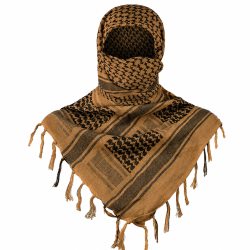 Tactical keffiyeh shemagh scarf made from 100% cotton with traditional pattern and knotted fringe