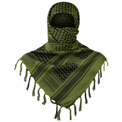 Tactical keffiyeh shemagh scarf made from 100% cotton with traditional pattern and knotted fringe